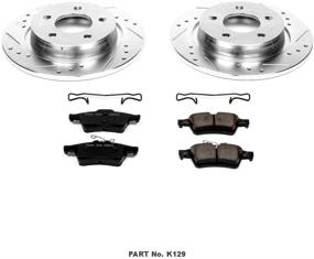 img 1 attached to Улучшите свою тормозную эффективность с комплектом Power Stop K129 задних тормозных колодок из карбонового волокна Z23 и сверленых и поверхностно-шлицевых тормозных дисков.