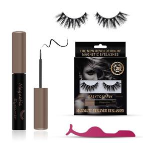 img 2 attached to 💫 Thick Magnetic Eyelash Set: Reusable Silk False Eyelashes with Waterproof Magnetic Eyeliner [1 Pair]