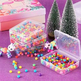 img 2 attached to 📦 Organize and Store Your Beads with SATINIOR 12 Pack Clear Plastic Beads Storage Containers: Hinged Lid, Compact Size (4.45 x 3.3 x 1.18 Inch)