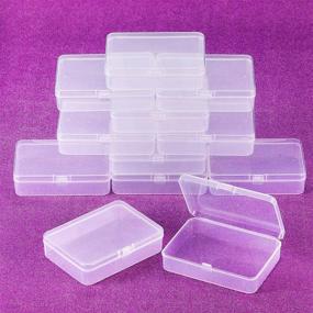 img 1 attached to 📦 Organize and Store Your Beads with SATINIOR 12 Pack Clear Plastic Beads Storage Containers: Hinged Lid, Compact Size (4.45 x 3.3 x 1.18 Inch)