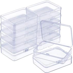 img 4 attached to 📦 Organize and Store Your Beads with SATINIOR 12 Pack Clear Plastic Beads Storage Containers: Hinged Lid, Compact Size (4.45 x 3.3 x 1.18 Inch)