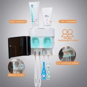 img 3 attached to StAider Wall-Mounted Toothbrush Holder with Electric Toothbrush Holder, Two Toothpaste Squeezers, and Toothbrush Storage Box. Automatic Toothpaste Dispenser with Dust Cover, Ideal for Bathroom