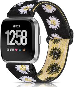 img 4 attached to 🌟 Neoxik Adjustable Elastic Watch Band - Compatible with Fitbit Versa/Versa 2/Versa Lite/Versa SE - Soft Nylon Replacement Loop Straps - Accessories for Men and Women