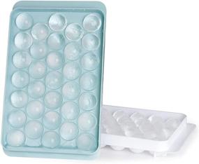 img 4 attached to Miaowoof Mini Ice Cube Tray with Lid, Round Ice Ball Maker Mold for Freezer, Sphere Ice Cube Tray for Chilling Cocktail Whiskey Tea & Coffee - 66PCS Circle Ice, Blue & White