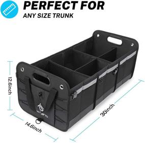 img 2 attached to 🚘 Befano Car Trunk Organizer SUV with Foldable Lid, Non-Slip Waterproof Bottom, Straps, and 3 Compartments for Cargo Trunk Storage (Black)