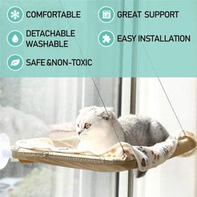 img 1 attached to CLKHOWL Large Cat Window Perch Hammock Seat - Safety, Heavy Duty Suction Cups, Breathable Washable Mesh, Durable Frame - Ideal Cat Hammocks Bed for Indoor Cats' Resting Seat