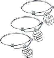 📿 stainless steel 3pcs inspirational bangle bracelet set - expendable teacher appreciation gifts logo