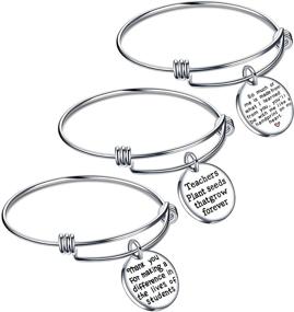 img 4 attached to 📿 Stainless Steel 3PCS Inspirational Bangle Bracelet Set - Expendable Teacher Appreciation Gifts