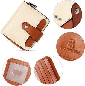 img 2 attached to 👜 BOSTANTEN Women's RFID Blocking Leather Wallet: Small Bifold Purse with Zipper Card Case (Beige/Brown)