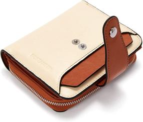 img 3 attached to 👜 BOSTANTEN Women's RFID Blocking Leather Wallet: Small Bifold Purse with Zipper Card Case (Beige/Brown)