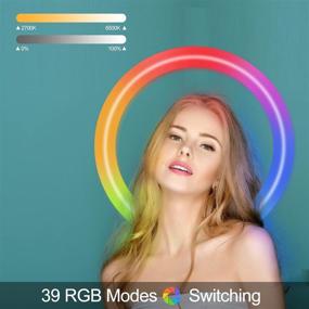 img 3 attached to 🌟 Кольцевая RGB-лампа диаметром 12 дюймов с подставкой и держателем для телефона - Кольцевая лампа TODI с штативной подставкой для макияжа, фотографии, видео на YouTube, блога, TikTok, прямой трансляции. Кольцевая LED-лампа совместима с iPhone и Android.