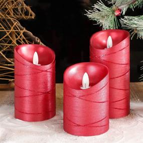 img 2 attached to 🕯️ Immeiscent Christmas Flameless Candles: Ribbon Wrapped Flickering Pillar Set with Remote & Timer - Perfect for Christmas, Harvest, Thanksgiving, Holiday, Wedding & Party Decor (Set of 3, Red)