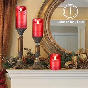 img 1 attached to 🕯️ Immeiscent Christmas Flameless Candles: Ribbon Wrapped Flickering Pillar Set with Remote & Timer - Perfect for Christmas, Harvest, Thanksgiving, Holiday, Wedding & Party Decor (Set of 3, Red)