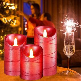 img 3 attached to 🕯️ Immeiscent Christmas Flameless Candles: Ribbon Wrapped Flickering Pillar Set with Remote & Timer - Perfect for Christmas, Harvest, Thanksgiving, Holiday, Wedding & Party Decor (Set of 3, Red)