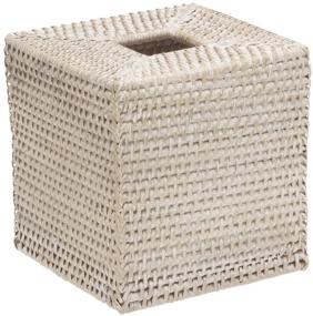 img 2 attached to 📦 KOUBOO 1030036 Square Rattan Tissue Box Cover - White Wash, Dimensions: 5" x 5" x 5.5