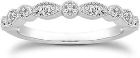 img 4 attached to 💍 Milgrain Marquise &amp; Round Cubic Zirconia Half Eternity Ring Stacking Infinity Wedding Band Sterling Silver 925 Sizes 3.5-10.5 in 3 Color Options