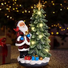 img 3 attached to 🎄 Enhance your Holiday Décor with Handicraft Resin Sculpture: LED Lights, Battery or USB Powered, Resin Christmas Tree with Santa Claus- Tabletop Christmas Decorations Indoor- Vintage Christmas Table Top Decor