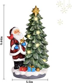 img 2 attached to 🎄 Enhance your Holiday Décor with Handicraft Resin Sculpture: LED Lights, Battery or USB Powered, Resin Christmas Tree with Santa Claus- Tabletop Christmas Decorations Indoor- Vintage Christmas Table Top Decor