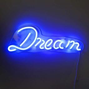 img 1 attached to 💡 Illuminating Your Dreams: Isaac Jacobs 17" by 6" LED Neon Blue Dream Wall Sign