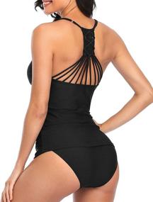 img 1 attached to Holipick Macrame Control Tankini Swimsuit - Women's Clothing