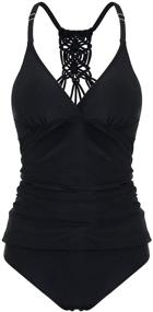 img 3 attached to Holipick Macrame Control Tankini Swimsuit - Women's Clothing