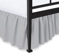серый подол (юбка) для кровати queen с отделкой в стиле отеля - 21" - 100% микрофибра, с разрезами на углах - платформенная юбка для кровати queen. логотип