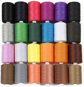 img 4 attached to 🧵 Набор ниток для шитья HAITRAL - набор из 24 цветовых мотков из хлопка, 1000 ярдов нитей для шитья на машине, набор для шитья DIY.