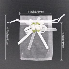 img 3 attached to 50pcs SumDirect White Rose Organza Gift Bags, 4x4 7/10 inch Wedding Favor Bags, Jewelry Pouches with Drawstring for Party Wedding Christmas (4x4.7inch, White)
