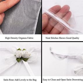 img 2 attached to 50pcs SumDirect White Rose Organza Gift Bags, 4x4 7/10 inch Wedding Favor Bags, Jewelry Pouches with Drawstring for Party Wedding Christmas (4x4.7inch, White)