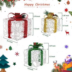 img 3 attached to 🎁 Illuminate Your Holidays with Fuwomim Christmas Lighted Gift Boxes: Clear Acrylic Light-up Present Boxes with 60 LED Light String, Set of 3 - Perfect for Christmas Tree, Home Decor, Indoor and Outdoor Yard/Lawn