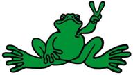 peace frogs giant sticker green logo