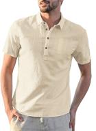 iwoo henley sleeve blouse: premium cotton men's clothing for stylish shirts logo