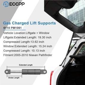 img 3 attached to 🚪 ECCPP Rear Liftgate and Glass Window Struts for Nissan Pathfinder 2005-2013 - Set of 4 Gas Springs Shocks, Compatible with 6110 Strut