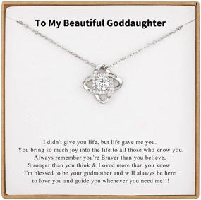 img 4 attached to 👼 Goddaughter Necklace Sterling Silver Rhinestone Knot Necklace - Ideal Goddaughter Gifts from Godmother or Godfather