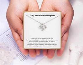 img 3 attached to 👼 Goddaughter Necklace Sterling Silver Rhinestone Knot Necklace - Ideal Goddaughter Gifts from Godmother or Godfather