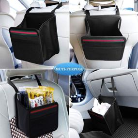 img 2 attached to 🚗 DKIIGAME Car Organizer Back Seat: Premium Hanging Seat Organizer with Waterproof Odorless Fabric Mini Trash Bag - Black 9X7.8 in
