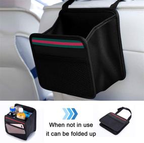 img 1 attached to 🚗 DKIIGAME Car Organizer Back Seat: Premium Hanging Seat Organizer with Waterproof Odorless Fabric Mini Trash Bag - Black 9X7.8 in