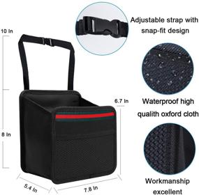 img 3 attached to 🚗 DKIIGAME Car Organizer Back Seat: Premium Hanging Seat Organizer with Waterproof Odorless Fabric Mini Trash Bag - Black 9X7.8 in