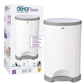 img 4 attached to 👶 Discover the Dekor Classic Hands-Free Diaper Pail - White, the Ultimate Easy-to-Use Solution for Odor-Free Diaper Disposal with Quick Bag Changes and Economical Refill System