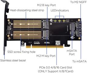 img 3 attached to 🔌 3-in-1 M.2 NVME/NGFF SSD to PCIE Adapter with mSATA Compatibility, Aluminum Heat Sink Included - for Windows, Mac & Linux OS