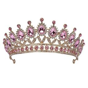 img 4 attached to 👑 Exquisite Baroque Crystal Princess Crowns: Pink Rhinestone Tiaras for Women, Perfect for Birthdays, Weddings, Proms, and Parties!