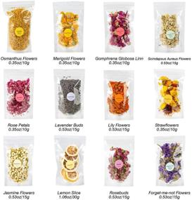 img 3 attached to 🌸 XUXU Dried Flowers, 12 Pack Natural Dried Flower Herbs Kit for Bathing, Bath Bombs, Soap Making, Resin Crafting, Candle Making, Includes Rose Petals, Rosebuds, Lavender, Jasmine Flowers, Lily, Lemon Slices and More