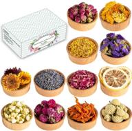 🌸 xuxu dried flowers, 12 pack natural dried flower herbs kit for bathing, bath bombs, soap making, resin crafting, candle making, includes rose petals, rosebuds, lavender, jasmine flowers, lily, lemon slices and more logo