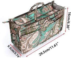 img 2 attached to 👜 BTSKY New Printing Handbag Organizers: Stylish Peacock Flower Tote Insert with 13 Pockets & Handle, High Capacity Bag Organizer