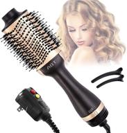 hot air brush 4 in 1 hair dryer volumizer: salon styling at home for straight and curly hair - ceramic coating 1200w (gold) logo