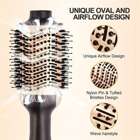 img 3 attached to Hot Air Brush 4 in 1 Hair Dryer Volumizer: Salon Styling at Home for Straight and Curly Hair - Ceramic Coating 1200W (Gold)