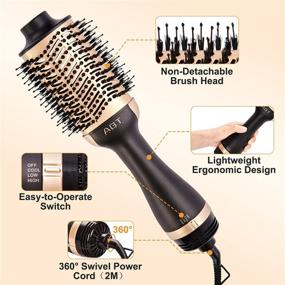 img 1 attached to Hot Air Brush 4 in 1 Hair Dryer Volumizer: Salon Styling at Home for Straight and Curly Hair - Ceramic Coating 1200W (Gold)