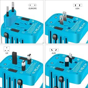 img 1 attached to Универсальный многофункциональный адаптер для путешествий: 3 порта USB, 3 розетки переменного тока и Type-C | Совместим с ЕС/Великобританией/Австралией/США/Италией/Южной Африкой | 150+ стран | Синий