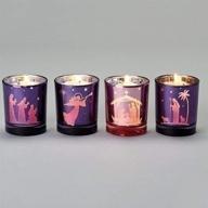 🕯️ nativity scene purple and pink advent votive candle holders: 4-piece set, 3 1/4 inch logo