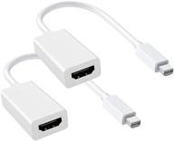 2-pack mini displayport to hdmi adapter: deorna thunderbolt converter for macbook air/pro, microsoft surface pro/dock, monitor, projector and more - white logo